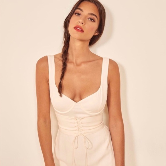 Reformation Dresses & Skirts - Reformation Sigrid Corset Milkmaid cream/off white midi dress wired cups size 12